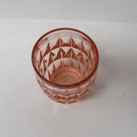 Jeannette Depression Glass Pink WINDSOR Diamond 4 Inch 9 Ounce Water Tumbler - Picture 3 of 4